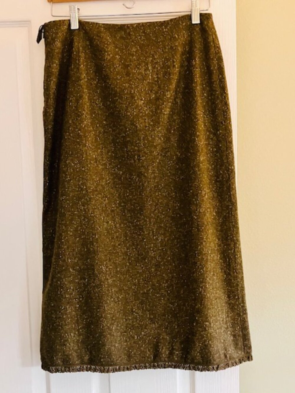 Banana Republic olive green tweed midi SZ 8 equestrian Ralph Lauren inspo - Picture 2 of 7